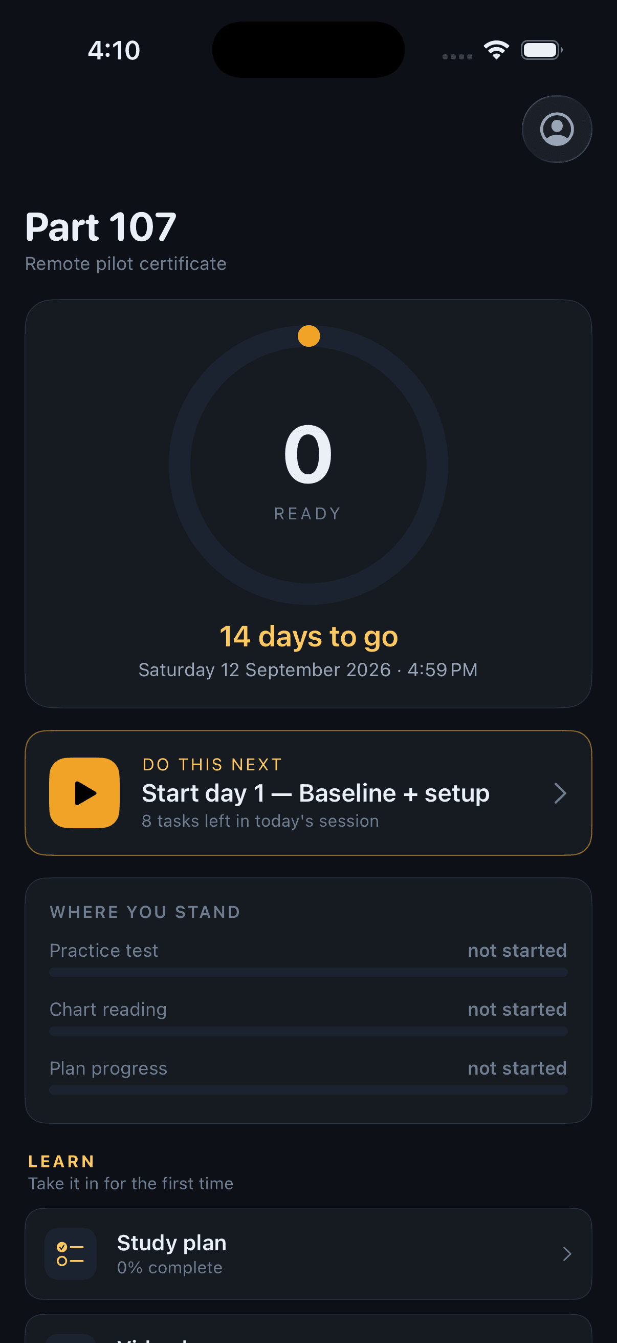 Part 107 Prep daily study dashboard